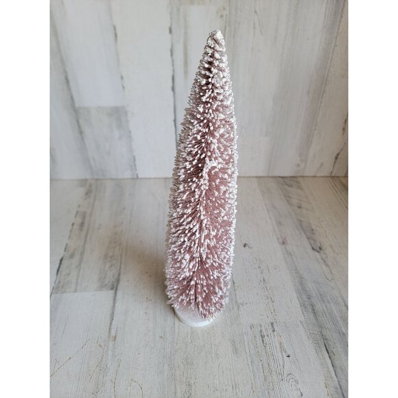 Light pink snow bristle 16" tree Xmas Village home decor - Picture 1 of 6